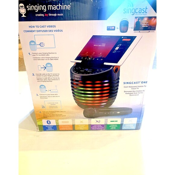 Singing Machine SingCast One  w/Wireless Microphone- Black (SEE PHOTOS) - Picture 6 of 13